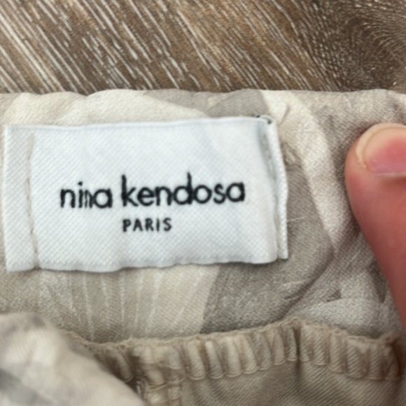 Nina Kindosa Paris Women Pull On Chali Pants Size M? Tropical Camo Print Neutral - Picture 2 of 16